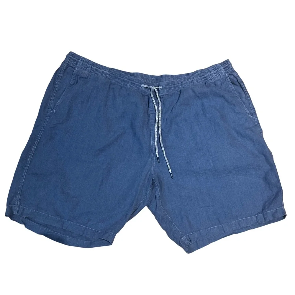 Tommy Bahama Mens 3XL Blue 100% Linen Drawstring‎ Elastic Waist Shorts Relax fit